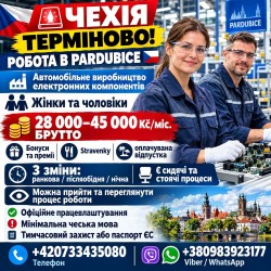 Пардубіце. . Робота для чоловіків та жінок на автовиробницві електронних компонентів